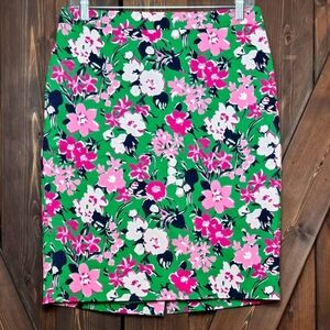 J.Crew Stretch Cotton Sateen Pencil Skirt Floral Pattern Women's Size 4